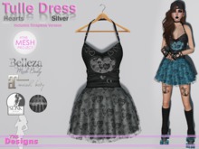 Tulle Dress Hearts Silver