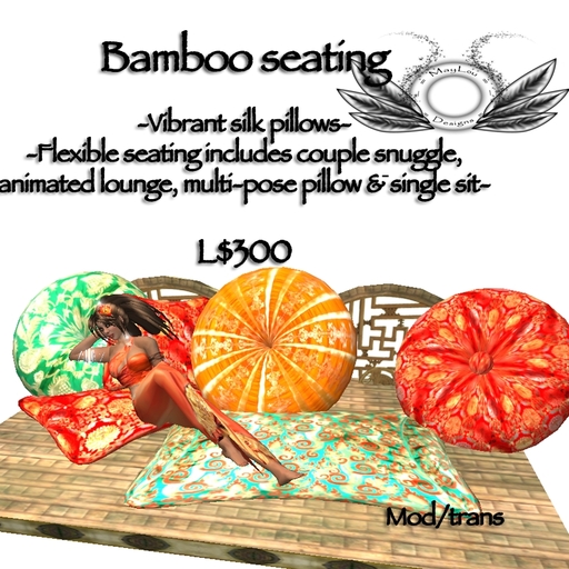 Bamboo seating - silk pillows & flexible poses