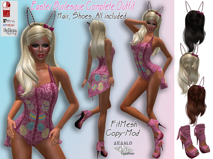 Easter Burlesque Costume - FitMesh - Hair and Shoes - F