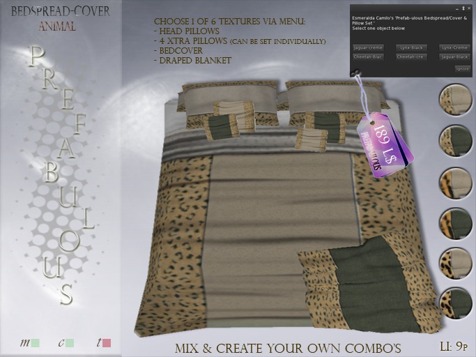 ::~PREFAB-ULOUS~:: *Bedspread/Cover *6 Animal (Li: 9p)