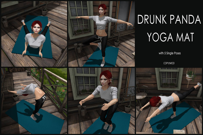 Drunk Panda - Yoga Mat - w Poses