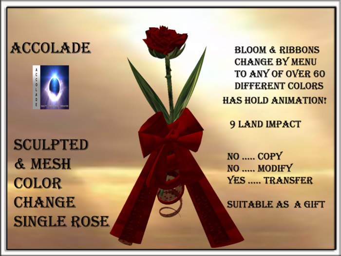 FS ACCOLADE MESH & SCULPTED SINGLE ROSE(UPDATED 4-4-17)