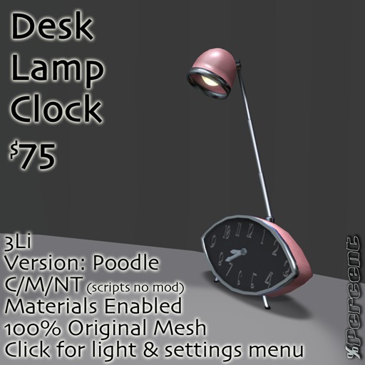 %Desk Clock Lamp (poodle) *MESH* Delivery Box