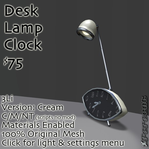 % Desk Clock Lamp (cream) *MESH*