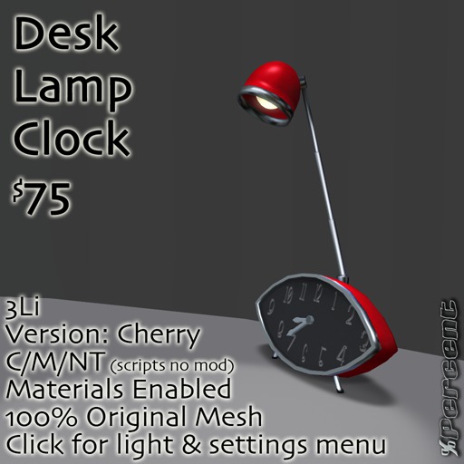%Desk Clock Lamp (cherry) *MESH* Delivery Box