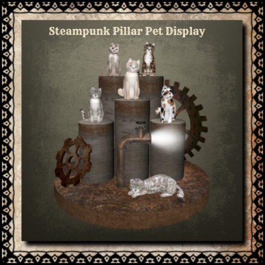 Steampunk Tierd Pillar Pet Display (Boxed)