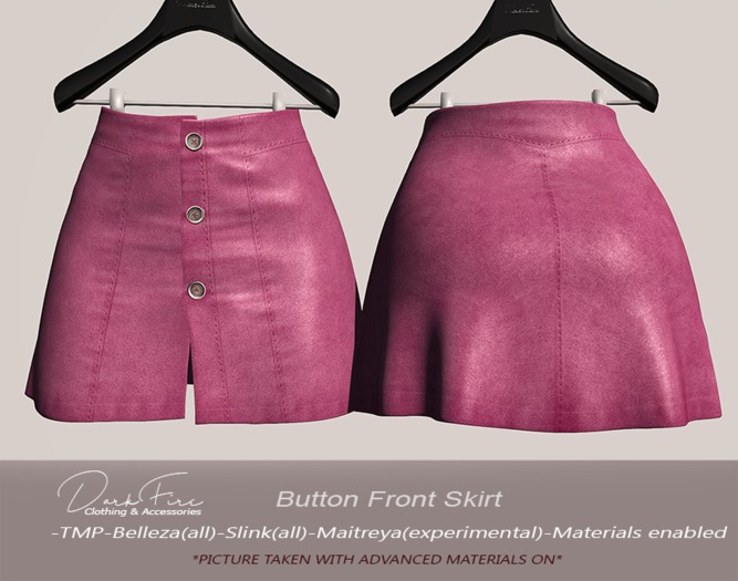 .:DarkFire-Button Front Skirt-Pink