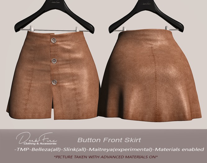 .:DarkFire-Button Front Skirt-Camel