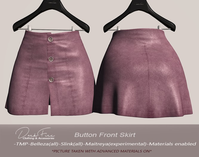.:DarkFire-Button Front Skirt-Lilac
