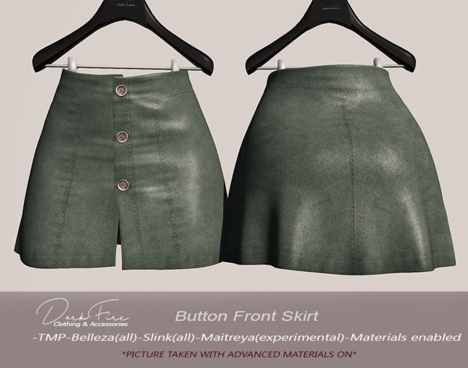 .:DarkFire-Button Front Skirt-Seaweed