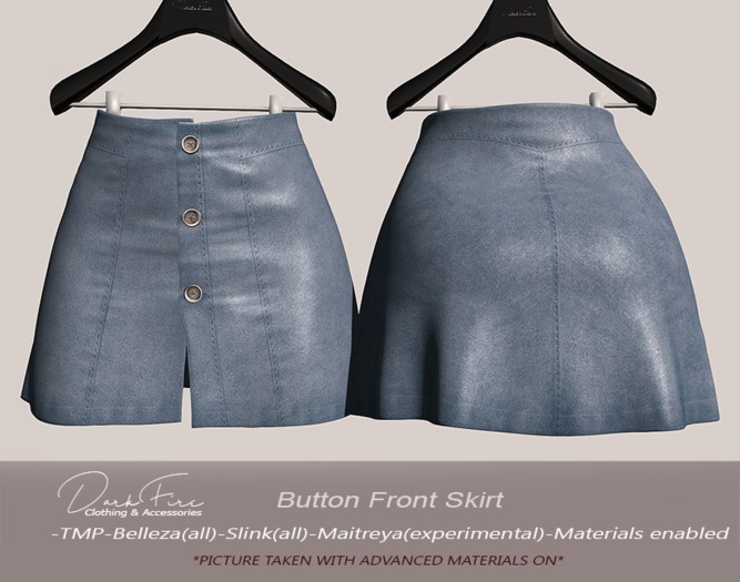 .:DarkFire-Button Front Skirt-Sky