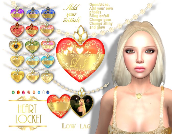 Heart Locket - with Initials -  White Gold and Yellow Gold Chain 