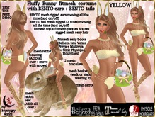 Fluffy bunny fitmesh yellow costume bento ears tail hair boots