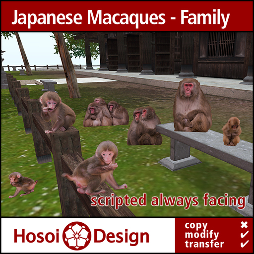 Japanese Props and Decoration - Japanese Japanese Macaques - Family (7) - HUPD2