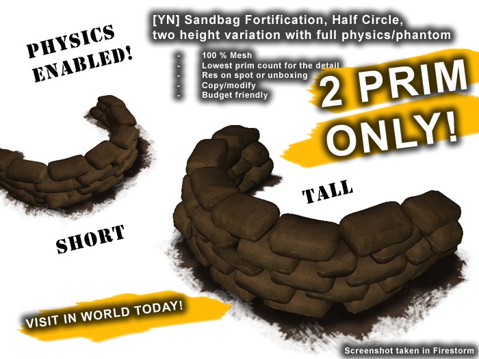 ![YN] Sandbag Fortification, Half Circle  + Physics