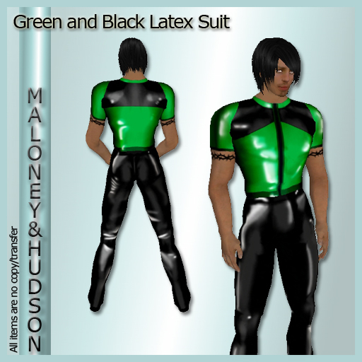 Mens Latex / PVC suit in Green and Black