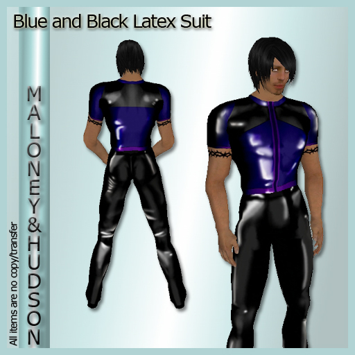 Mens Latex / PVC Suit in Blue and Black