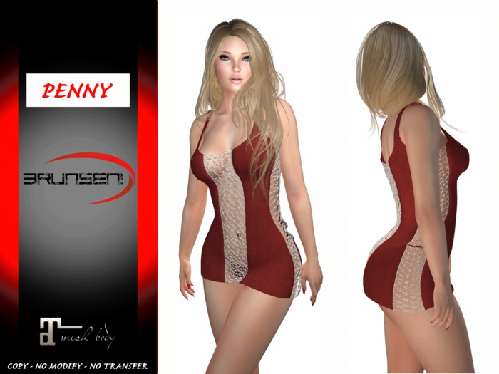 Brunsen! Mesh Dress Sexy Penny for Maitreya Leather Red