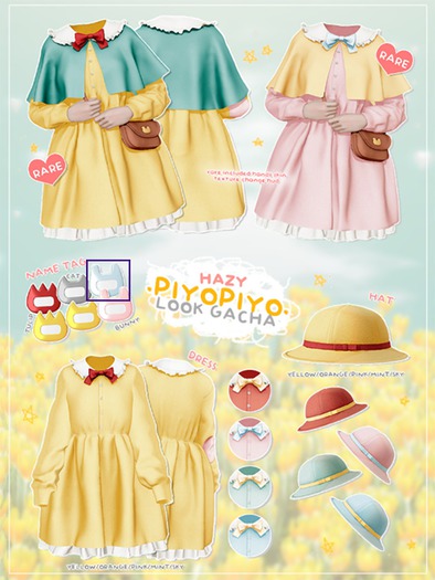 Hazy. Piyo Piyo look . Bunny name tag . Sky