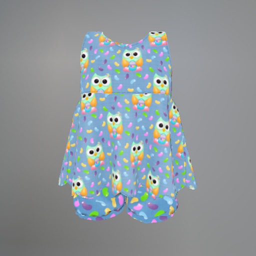 Blue Jelly Bean Owl Mesh Child Tunic Set box