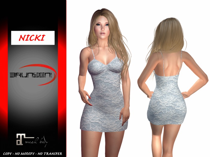 Brunsen! Mesh Dress Sexy Nicki for Maitreya Lace Babyblue