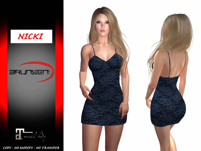Brunsen! Mesh Dress Sexy Nicki for Maitreya Lace Blue