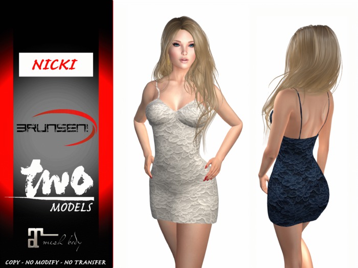 Brunsen! Mesh Dress Sexy Nicki for Maitreya Lace Blue & White
