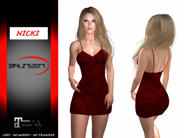 Brunsen! Mesh Dress Sexy Nicki for Maitreya Lace Red