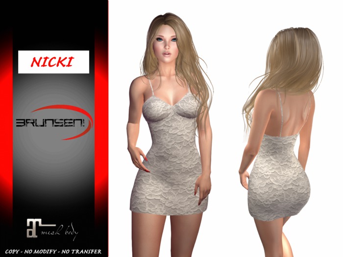 Brunsen! Mesh Dress Sexy Nicki for Maitreya Lace White