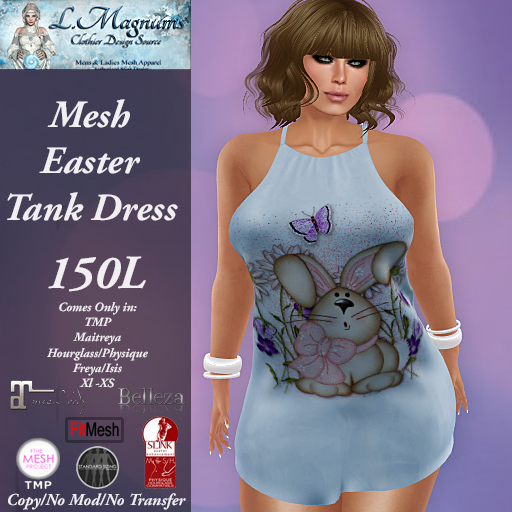 LMs Mesh Easter Tank Dress - Lil Bunny Blue