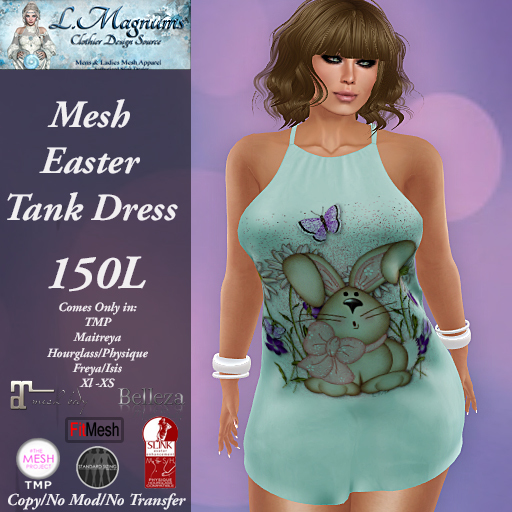 LMs Mesh Easter Tank Dress - Lil Bunny Mint