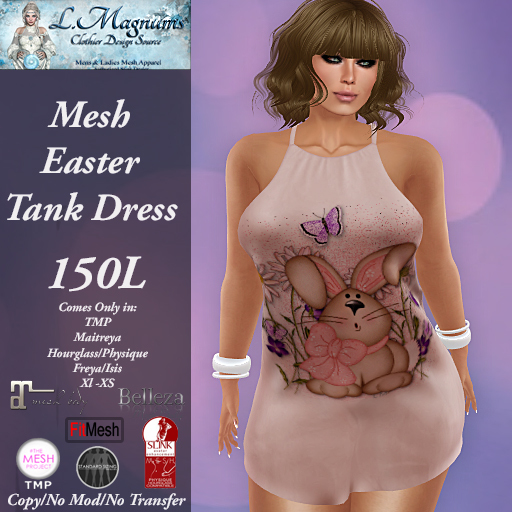 LMs Mesh Easter Tank Dress - Lil Bunny Peach