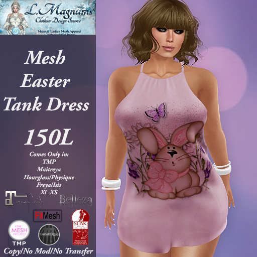 LMs Mesh Easter Tank Dress - Lil Bunny Pink