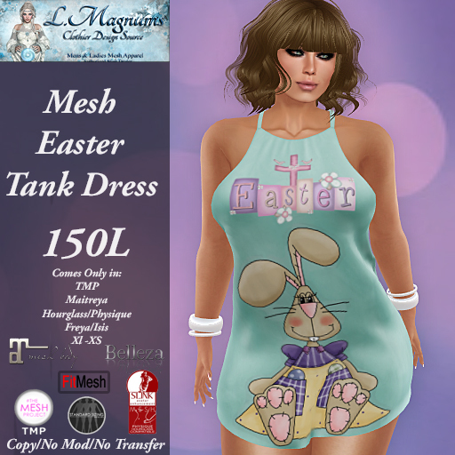 LMs Mesh Easter Tank Dress - Raggity Bunny 2 Mint