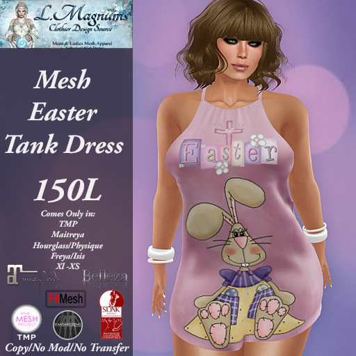 LMs Mesh Easter Tank Dress - Raggity Bunny 2 Pink