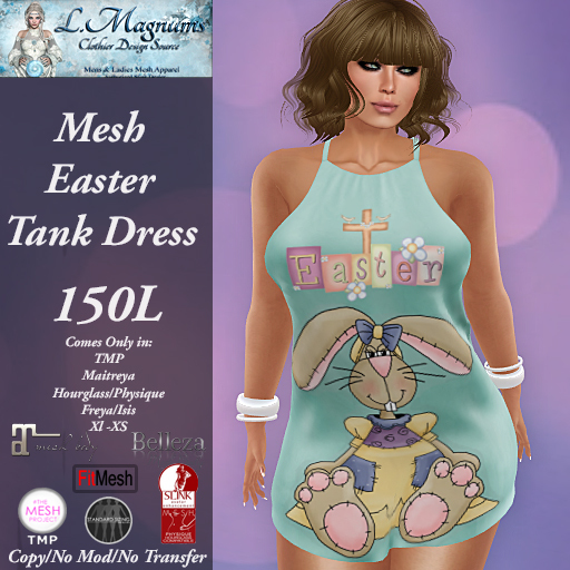 LMs Mesh Easter Tank Dress - Raggity Bunny Mint