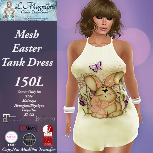 LMs Mesh Easter Tank Dress - Lil Bunny Yellow