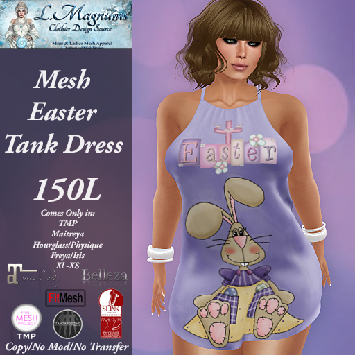 LMs Mesh Easter Tank Dress - Raggity Bunny 2 Purple