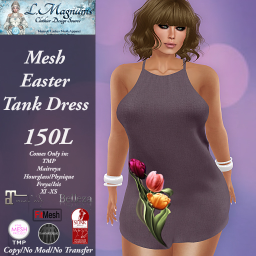 LMs Mesh Easter Tank Dress - Tulips Plum