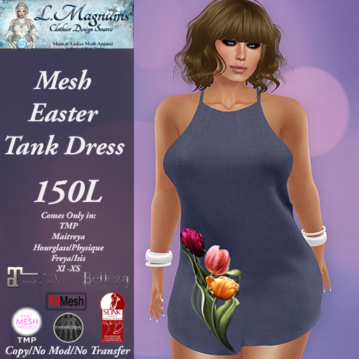 LMs Mesh Easter Tank Dress - Tulips Purple