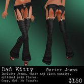 Bad Kitty Garter Jeans - Black 