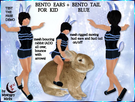 Second Life Marketplace - DEMO Bunny 4 colors Bento kid ears tail ...