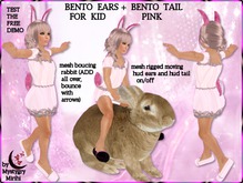 Bunny pink Bento kid ears tail rigged mesh moving boucing bunny