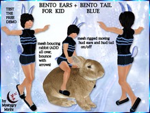 Bunny blue Bento kid ears tail rigged mesh moving boucing bunny