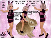 Bunny black pink Bento kid ears tail rigged mesh moving rabbit