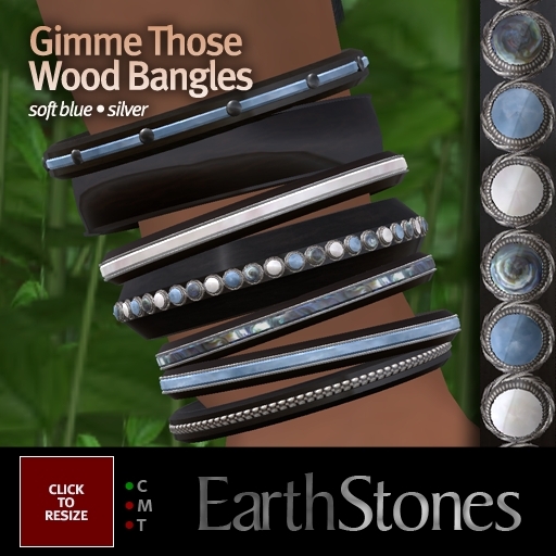 EarthStones Gimme Those Wood Bangles - Soft Blue/Silver