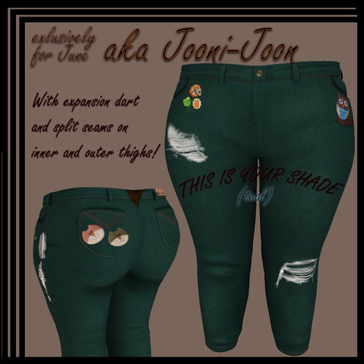 [jj] aka Jooni...Split Jeans - Teal