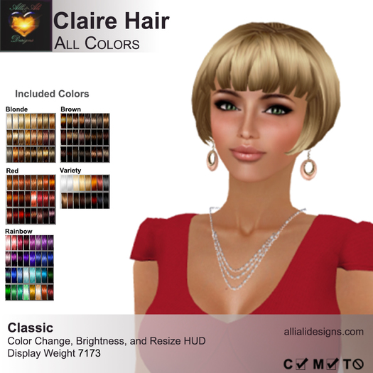 A&A Claire Hair All Colors Pack. Womens Bob Hairstyle