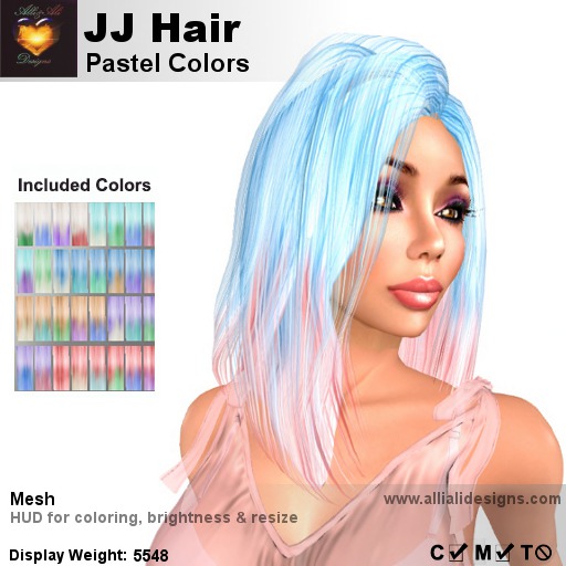 A&A JJ Hair Pastel Colors Pack. Womens mesh hairstyle
