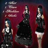 AD Gothic Black Dress 2 skirts